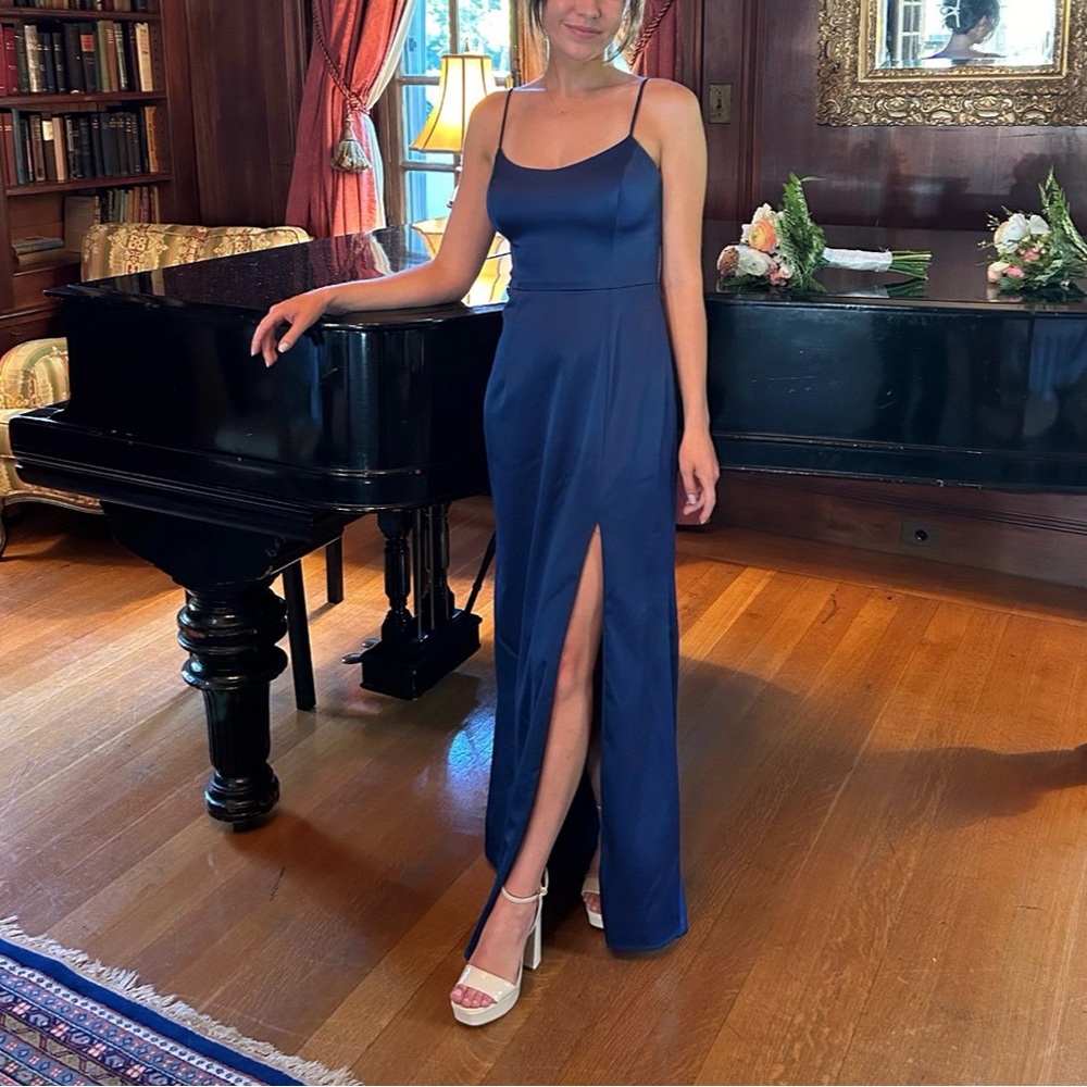 Xscape Royal Blue Maxi Satin Dress